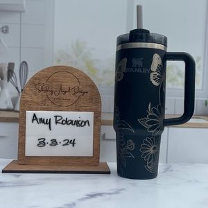 Stanley 30 oz Black Mama Tumbler with butterflies and flowers